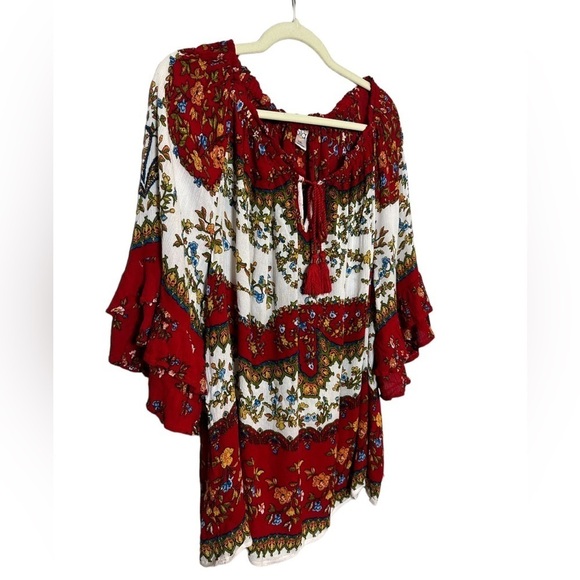 Bila Bohemian Peasant Blouse Bell Sleeves Tiered Floral Print Size XXL Western - Picture 5 of 11